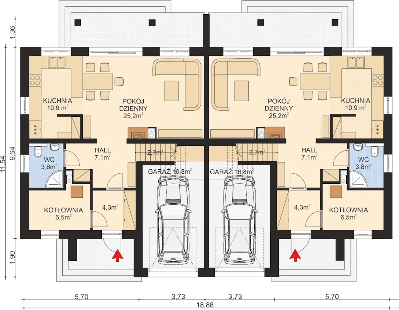 APS 107 dwulokalowy wariant 2 Rzut 1