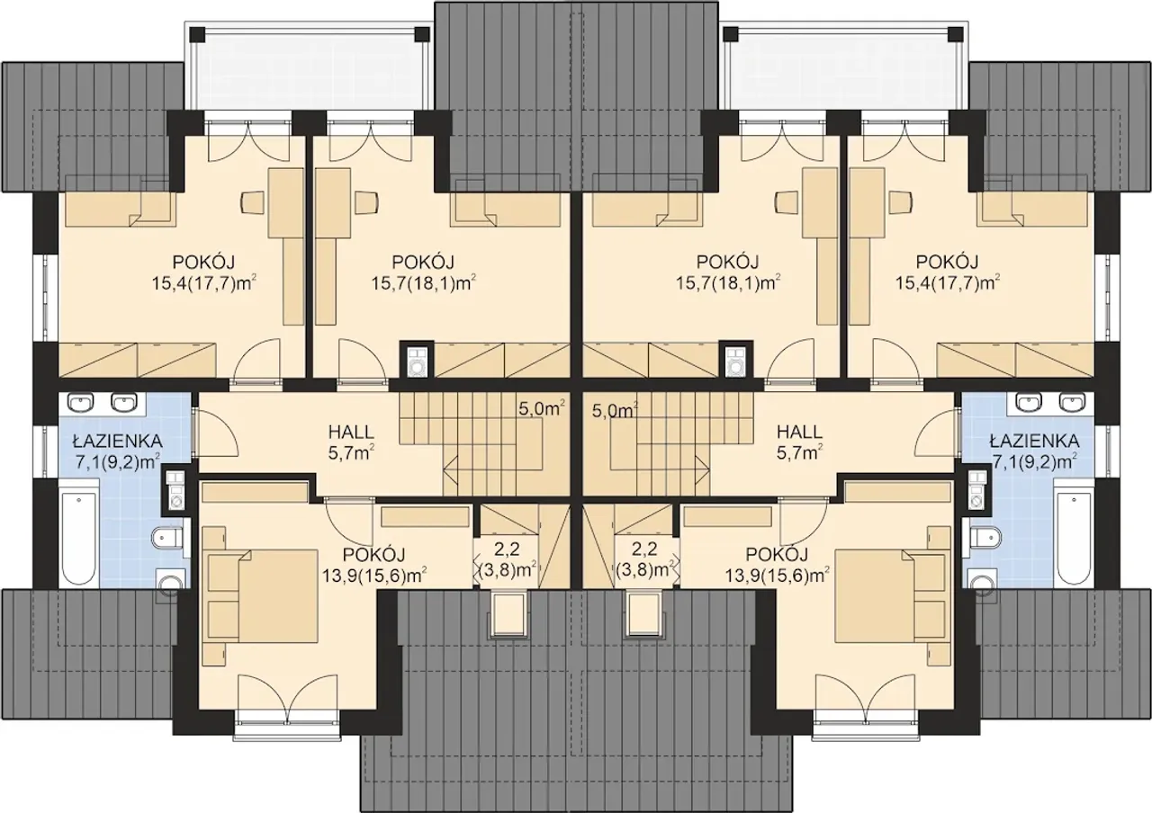 APS 107 dwulokalowy wariant 2 Rzut 2