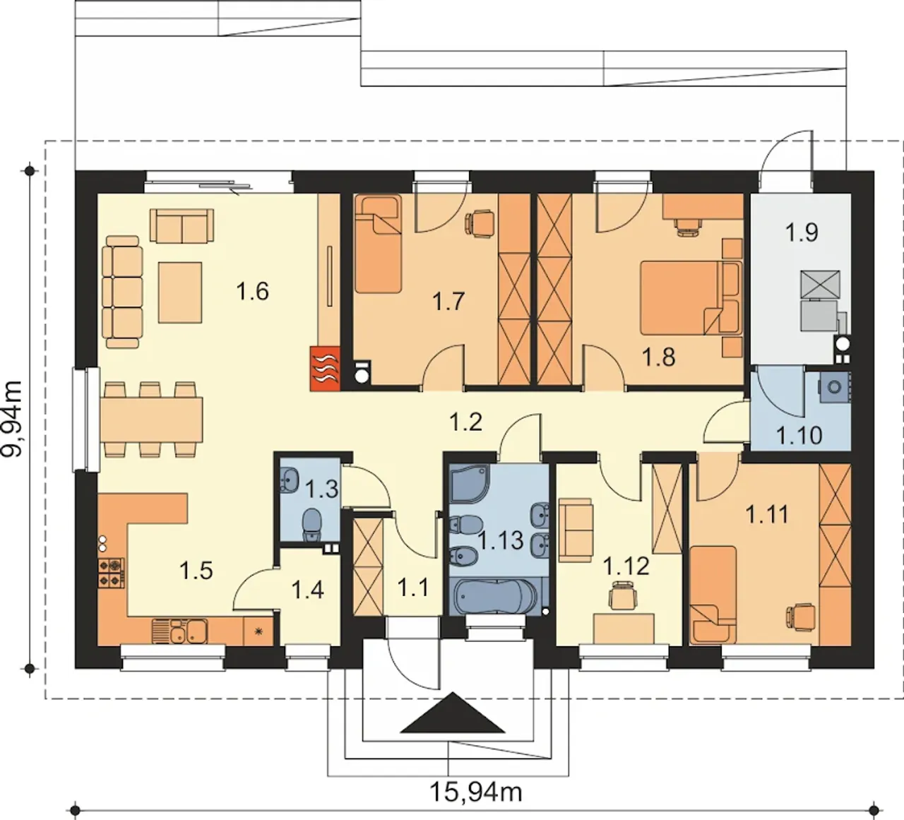 Tracja 6 strop monolityczny Rzut 1