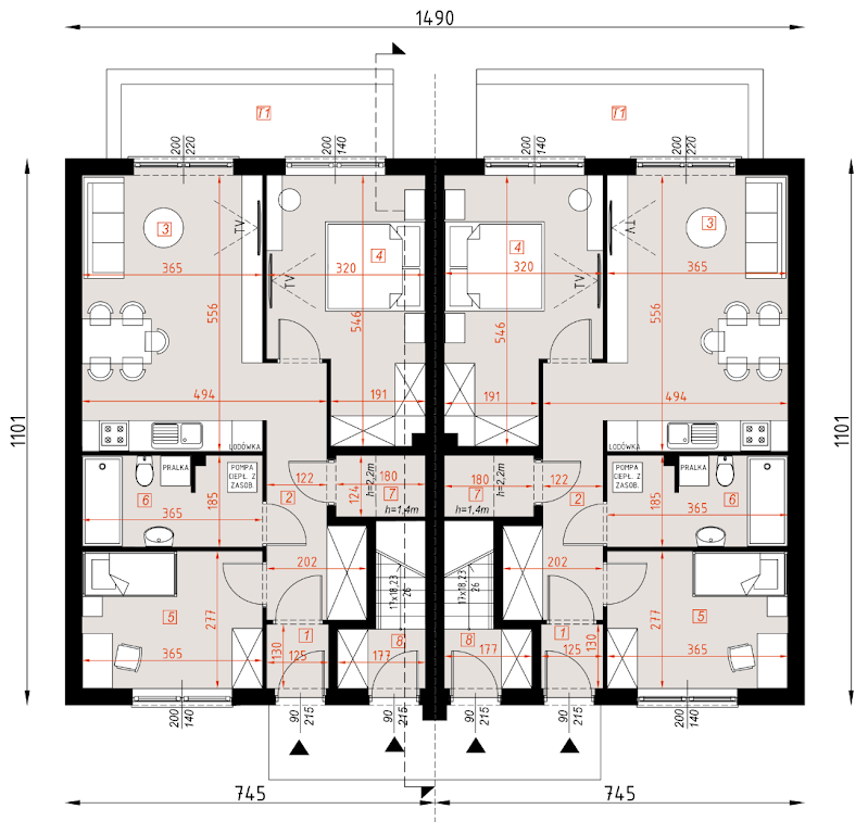 D424A - Zabudowa bliźniacza - segmenty dwulokalowe WT2021