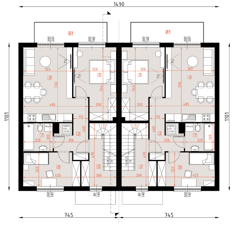 D424A - Zabudowa bliźniacza - segmenty dwulokalowe WT2021
