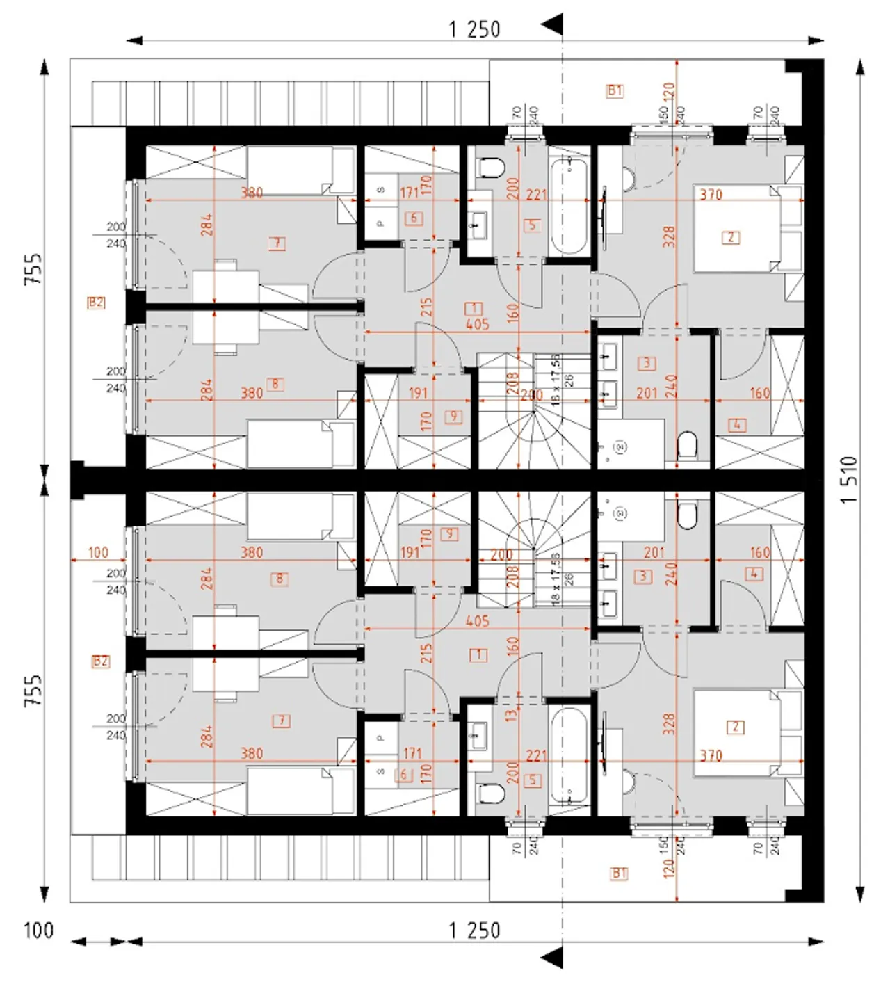 D438A - zabudowa bliźniacza WT2021 Rzut 2