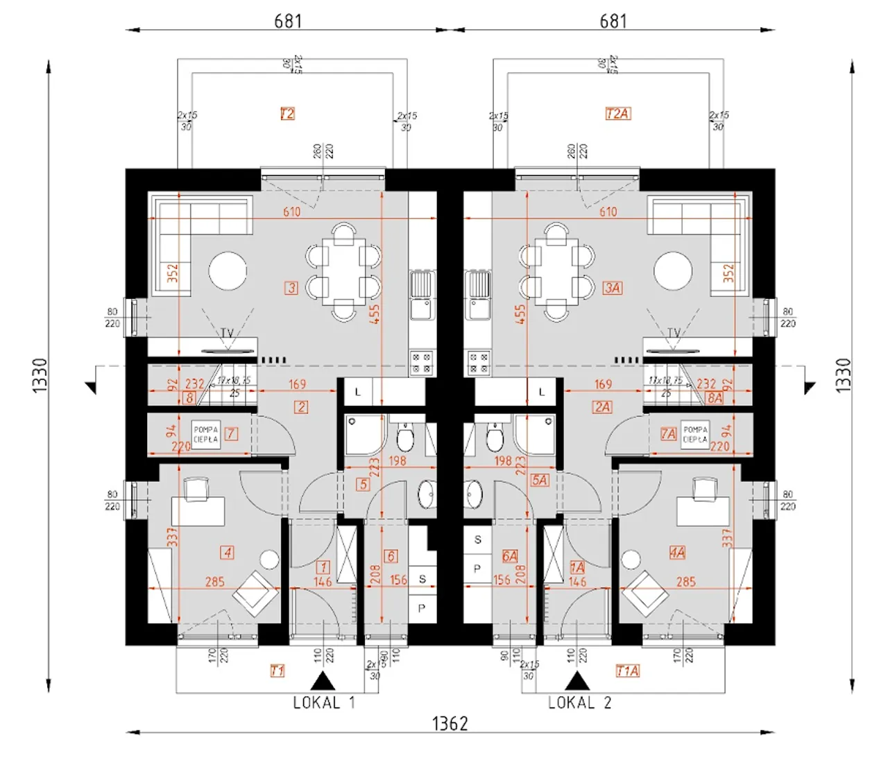 D425A - zabudowa bliźniacza WT2021 Rzut 1