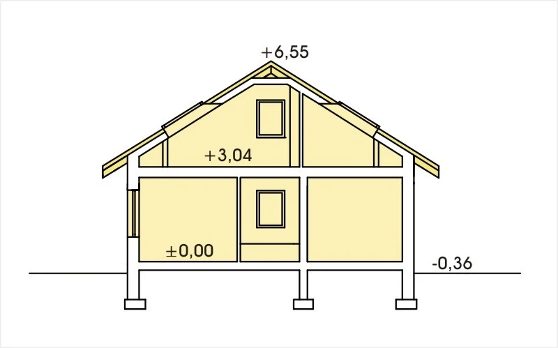 Wrzos wersja C z pojedynczym garażem z dachem pulpitowym