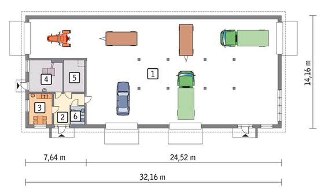 budynek garażowo-magazynowy z pom. pomocniczymi  gmc22a - GMC22a Rzut 1