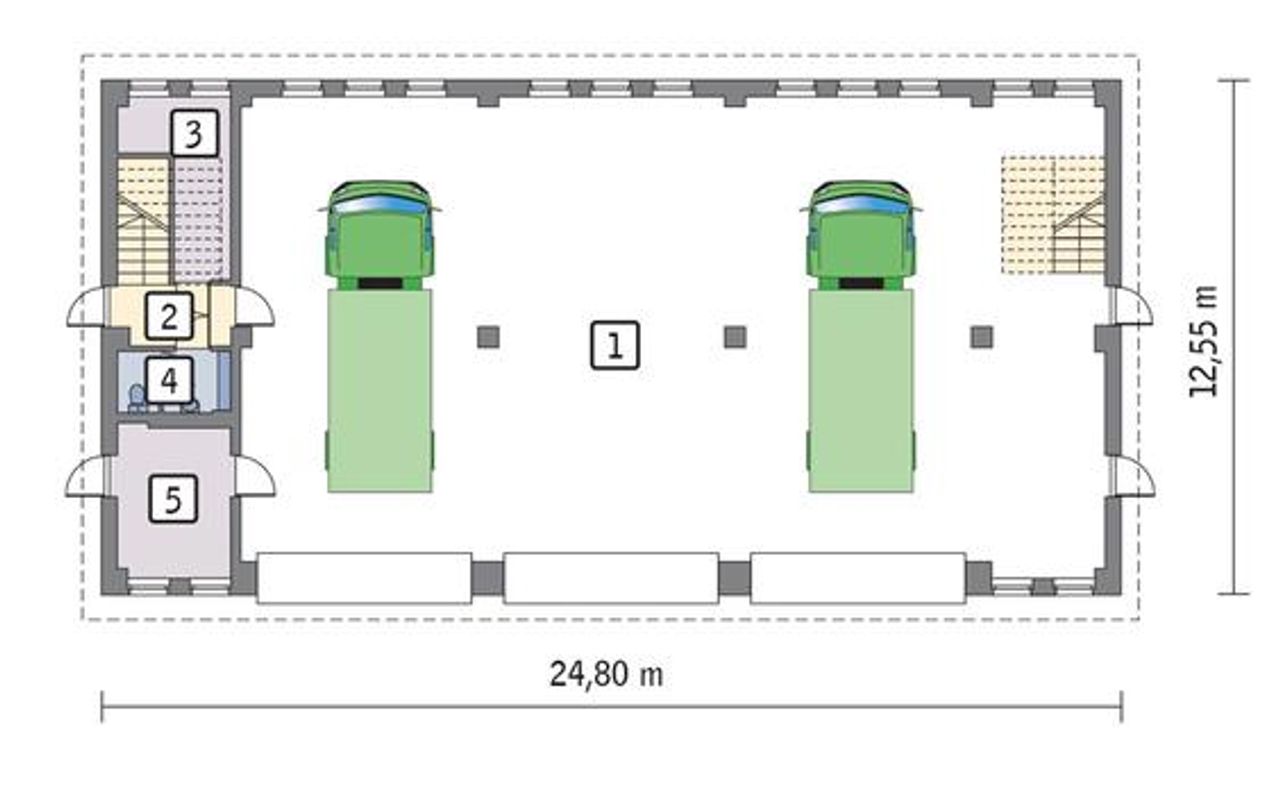 budynek garażowo-magazynowy z poddaszem mieszkalno-gospodarczym gmc27b - GMC27b Rzut 1