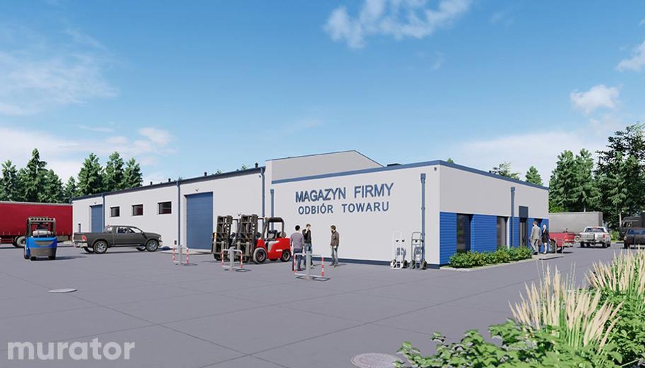 Magazyn (stalowy) z częścią socjalno-biurową (murowaną) - PMC23St Wizualizacja 1