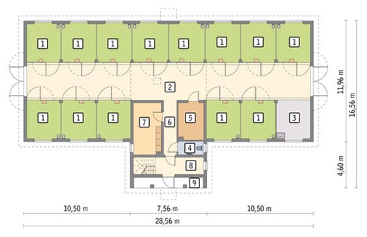 stajnia dla 13 koni z poddaszem gospodarczym s11 - S11 Rzut 1
