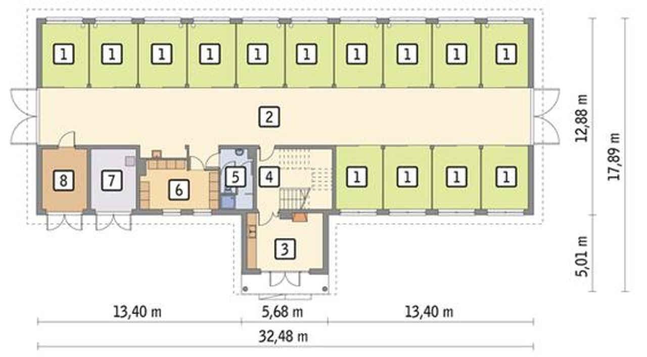 stajnia dla 14 koni z częścią mieszkalną s16a - S16a Rzut 1