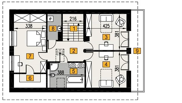 Nasz pomysł - wariant I (aranżacja 1) - A105+AR1