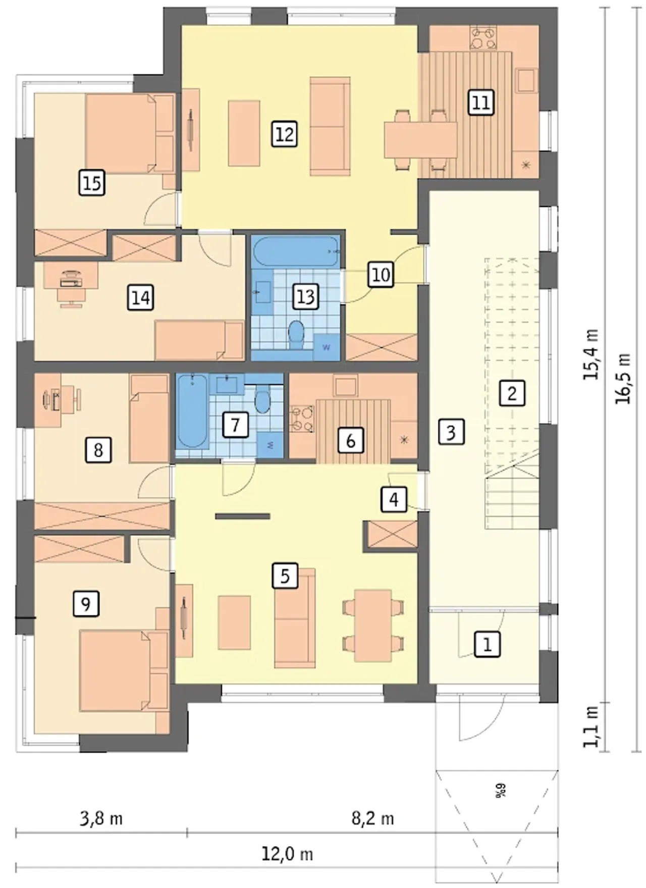 Budynek mieszkalny - alternatywy 4a - UC410a Budynek mieszkalny - alternatywy 4a - UC410a Rzut 1