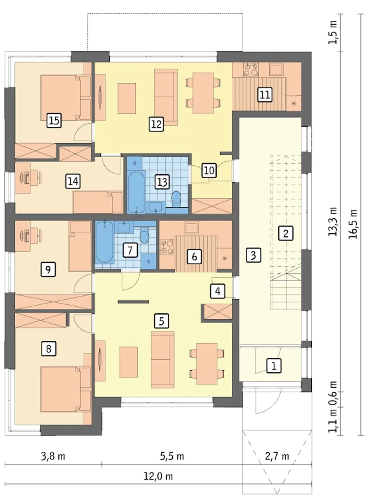 Budynek mieszkalny - alternatywy 4b - UC410b Budynek mieszkalny - alternatywy 4b - UC410b Rzut 1