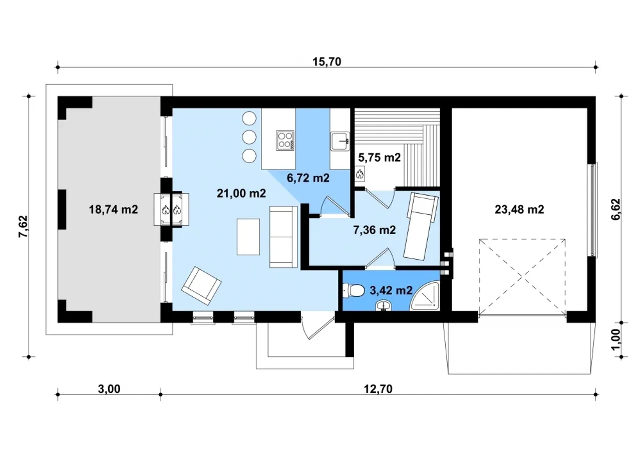 G202 - Budynek rekreacyjny z sauną Rzut 1