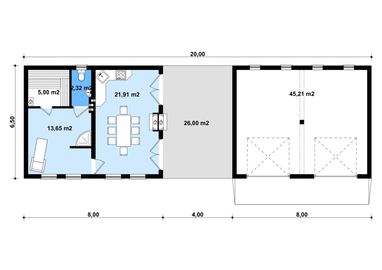G191 - Budynek rekreacyjny z sauną Rzut 1