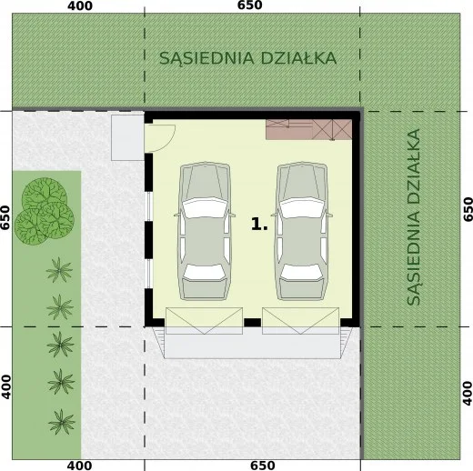 G344 Garaż Dwustanowiskowy Do Postawienia W Granicy Narożnikowo